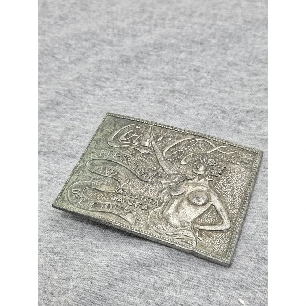Vintage Coca Cola Solid Brass Tiffany Studios Atlanta Belt Buckle Collectible